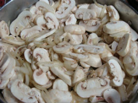 saute the mushrooms with the onions